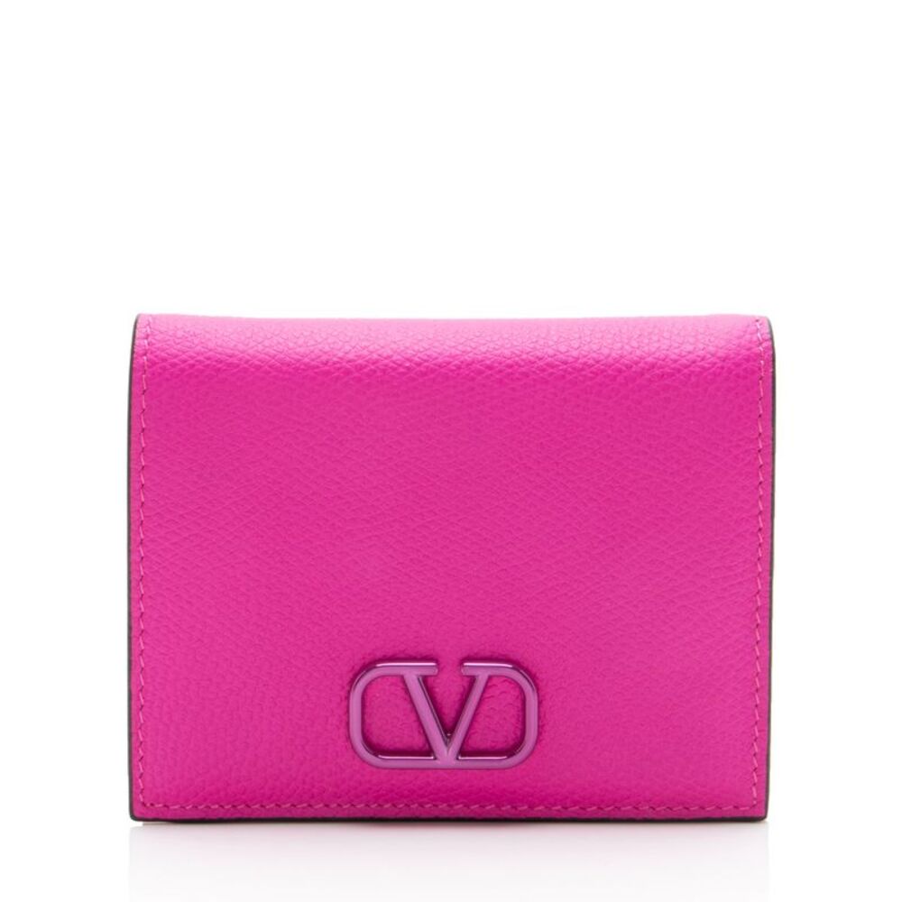 Valentino Calfskin VLogo Compact Wallet